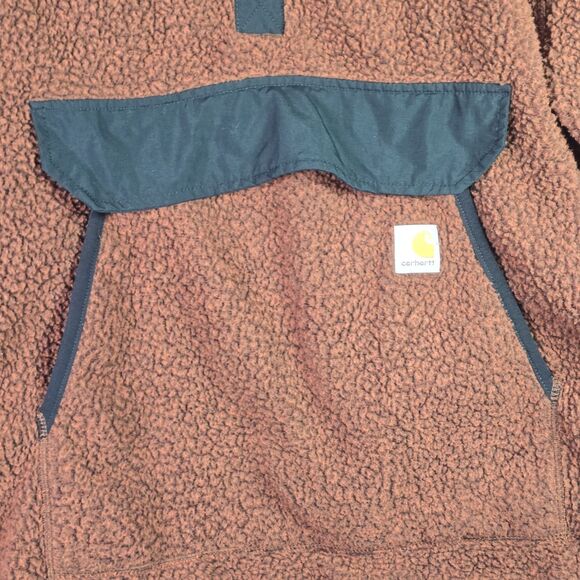 Carhartt Sherpa Fleece Pullover Large Rust Brown Quarter Snap OJ4991 Fall - Picture 6 of 16
